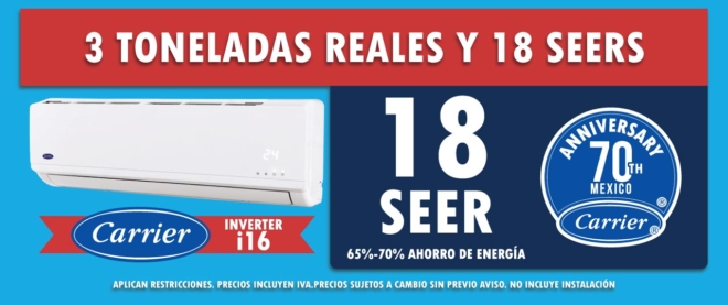 AIRDEPOT || Minisplit Inverter Carrier i16 18 SEER - 3 Toneladas