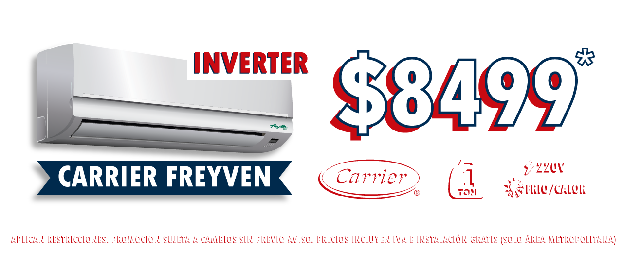 Minisplit Inverter Carrier Freyven 1 Ton 220V Frío/Calor AIRDEPOT HVAC y Aire Acondicionado - AIRDEPOT || Minisplit, HVAC y Aire Acondicionado